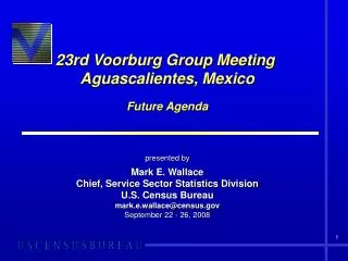 23rd Voorburg Group Meeting Aguascalientes, Mexico Future Agenda