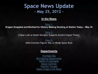 Space News Update - May 25, 2012 -