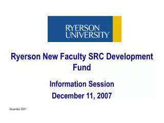 Ryerson New Faculty SRC Development Fund