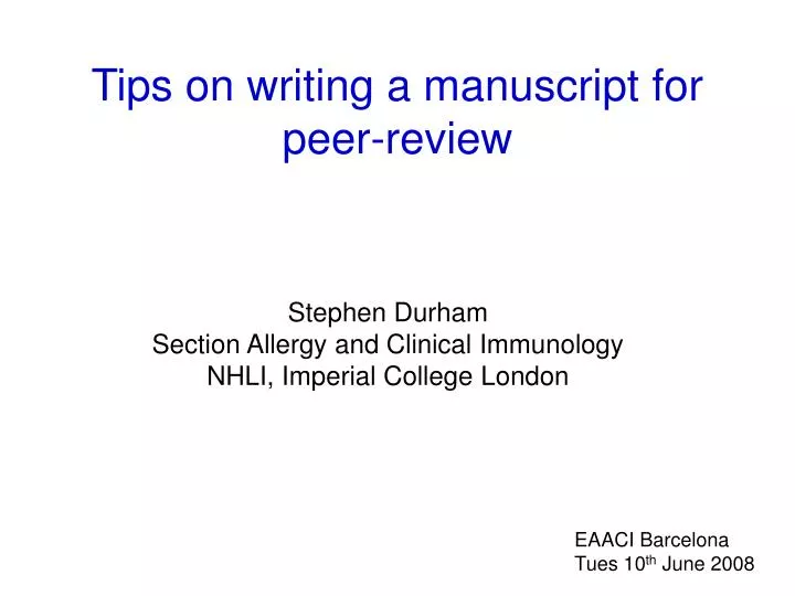 tips on writing a manuscript for peer review