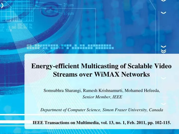 energy efficient multicasting of scalable video streams over wimax networks
