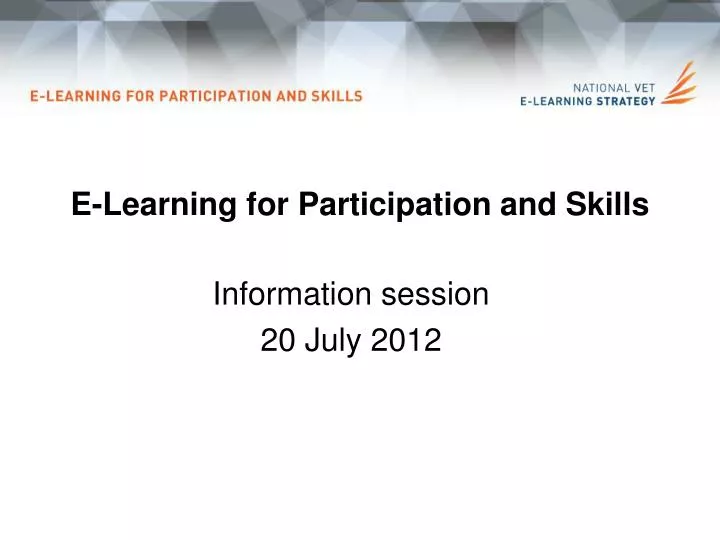 e learning for participation and skills