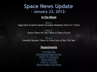 Space News Update - January 23, 2012-