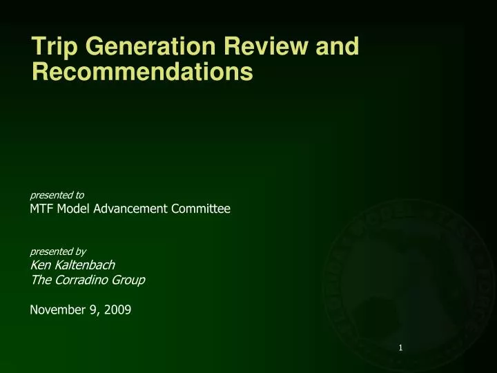 trip generation review and recommendations