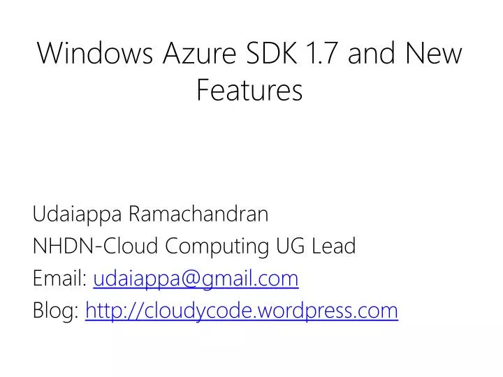 windows azure sdk 1 7 and new features