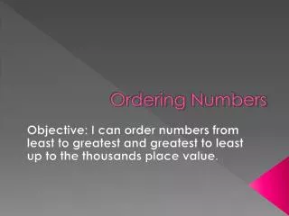 Ordering Numbers