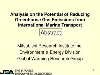 Analysis on the Potential of Reducing Greenhouse Gas Emissions from International Marine Transport