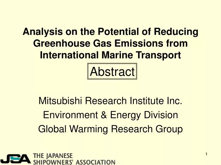 analysis on the potential of reducing greenhouse gas emissions from international marine transport