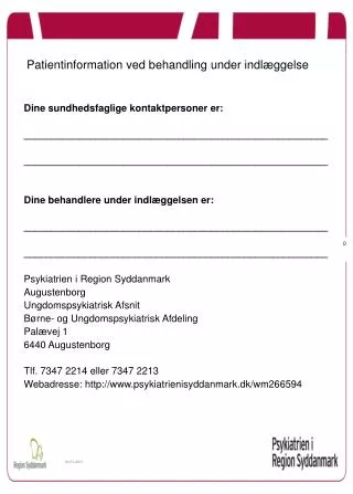 patientinformation ved behandling under indl ggelse