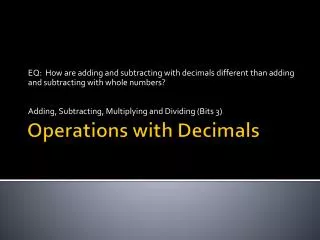 Operations with Decimals