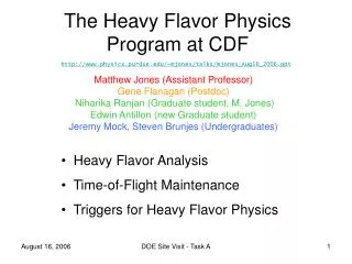 The Heavy Flavor Physics Program at CDF