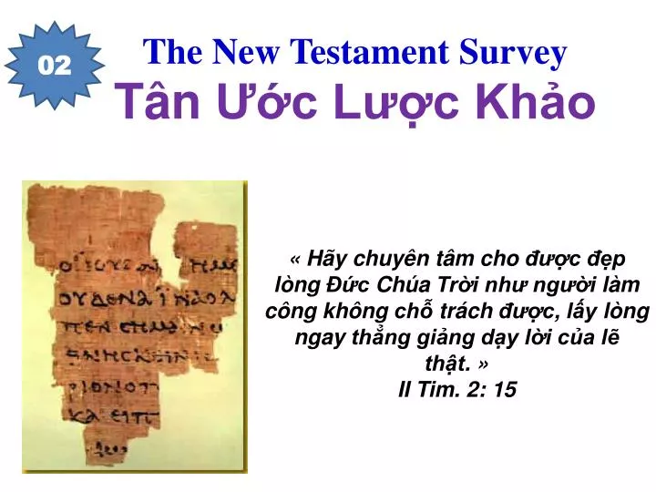 the new testament survey t n c l c kh o