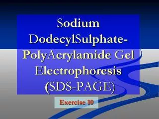 S odium D odecyl S u lph ate- P oly A crylamide G el E lectrophoresis ( SDS-PAGE )