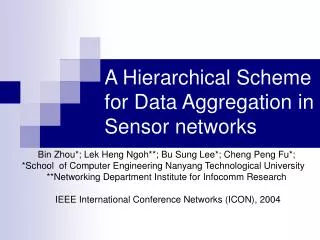 A Hierarchical Scheme for Data Aggregation in Sensor networks