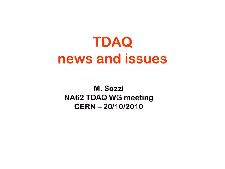 tdaq news and issues
