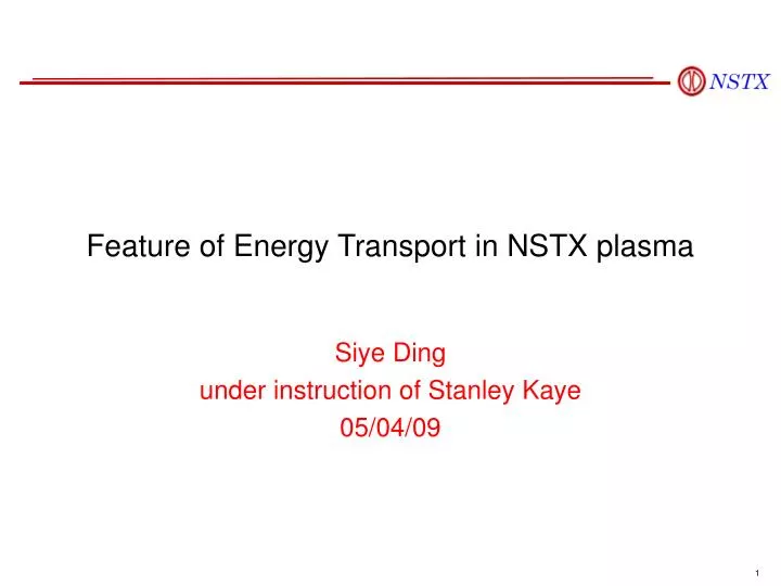 feature of energy transport in nstx plasma