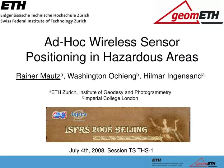 ad hoc wireless sensor positioning in hazardous areas