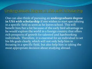 Undergraduate Degree in USA with Scholarship