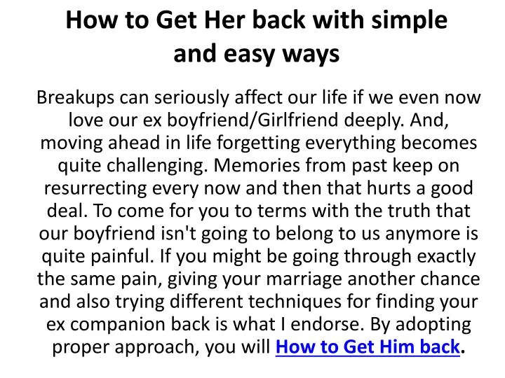 how to get her back with simple and easy ways