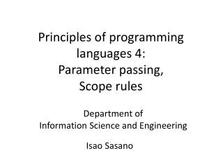 Principles of programming languages 4: Parameter passing, Scope rules