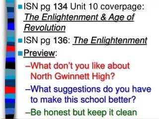 ISN pg 134 Unit 10 coverpage: The Enlightenment &amp; Age of Revolution