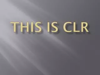 this is clr