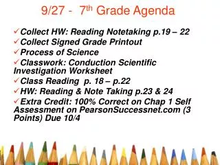 9/27 - 7 th Grade Agenda