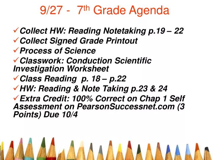 9 27 7 th grade agenda