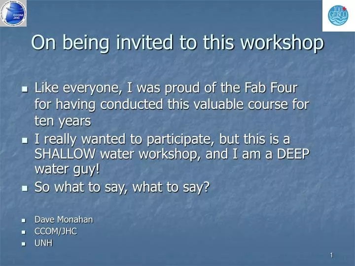 on being invited to this workshop