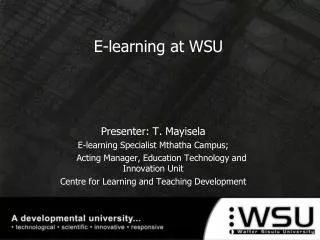 E-learning at WSU