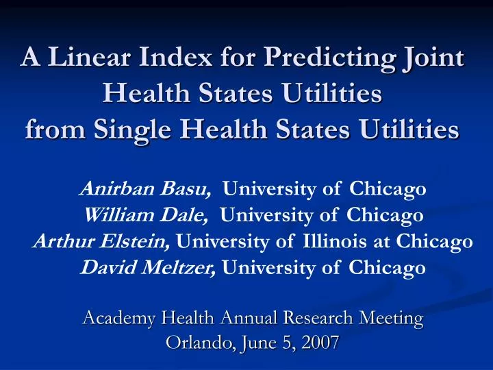 a linear index for predicting joint health states utilities from single health states utilities