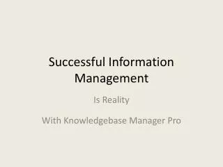 Successful Information Management