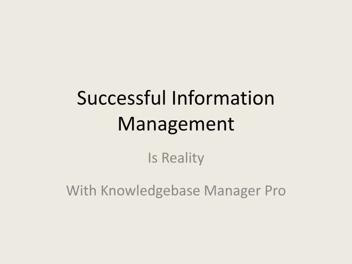 successful information management