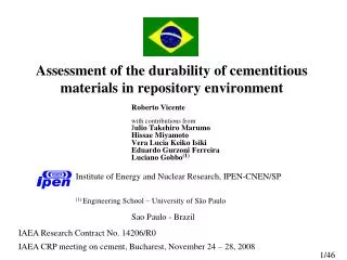 Assessment of the durability of cementitious materials in repository environment
