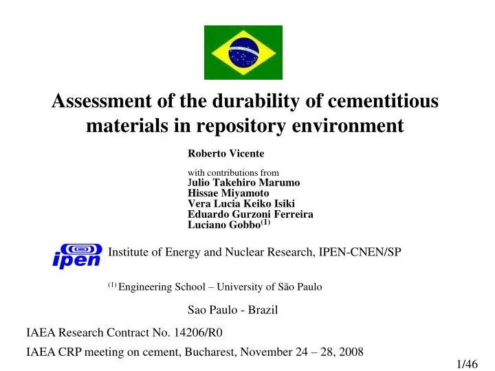 assessment of the durability of cementitious materials in repository environment