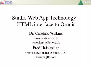 Studio Web App Technology : HTML interface to Omnis