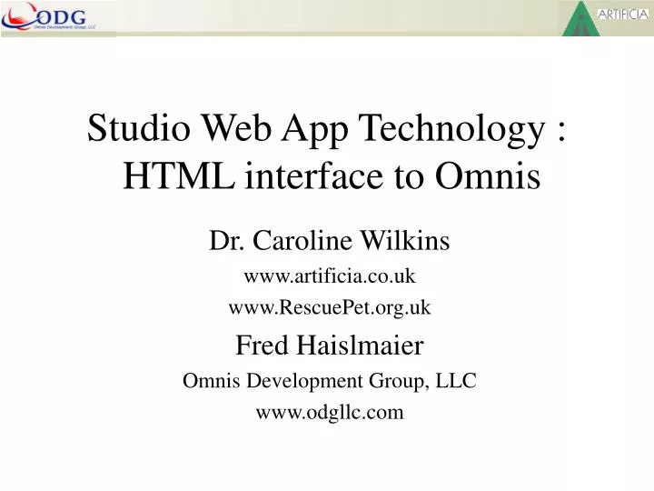 studio web app technology html interface to omnis