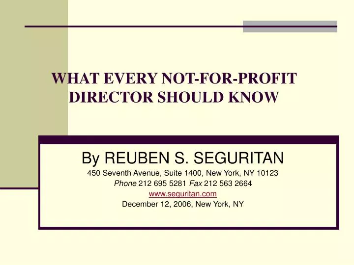 what every not for profit director should know