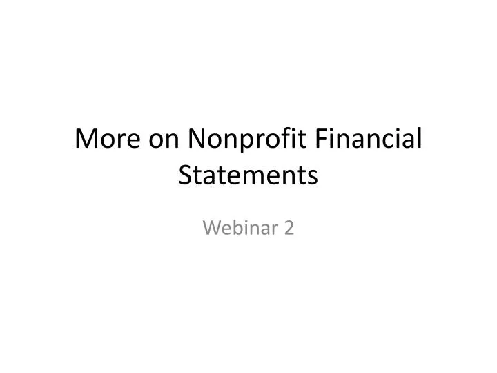 more on nonprofit financial statements