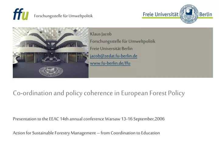 co ordination and policy coherence in european forest policy