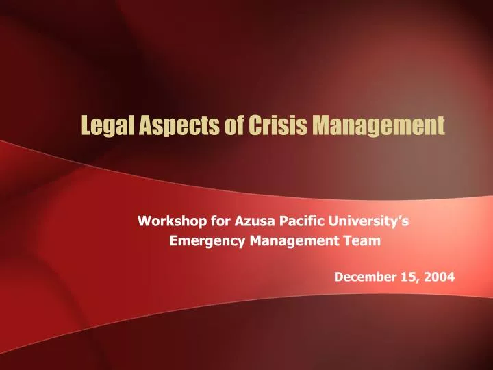 legal aspects of crisis management