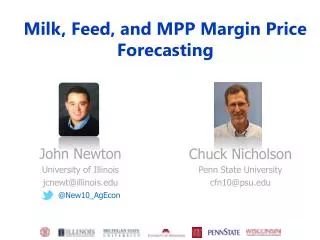 Milk , Feed, and MPP Margin Price Forecasting