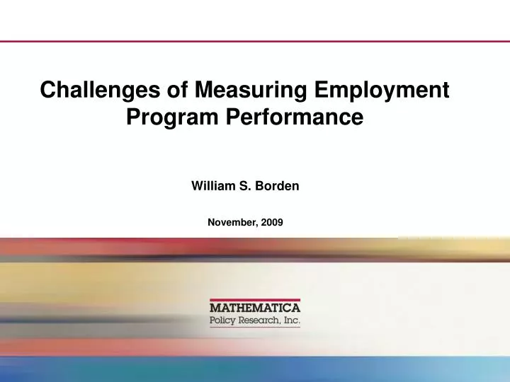 challenges of measuring employment program performance