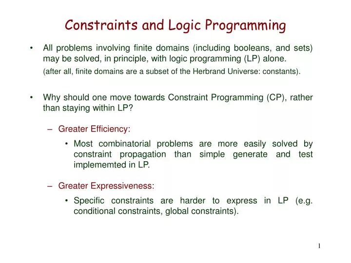 constraints and logic programming