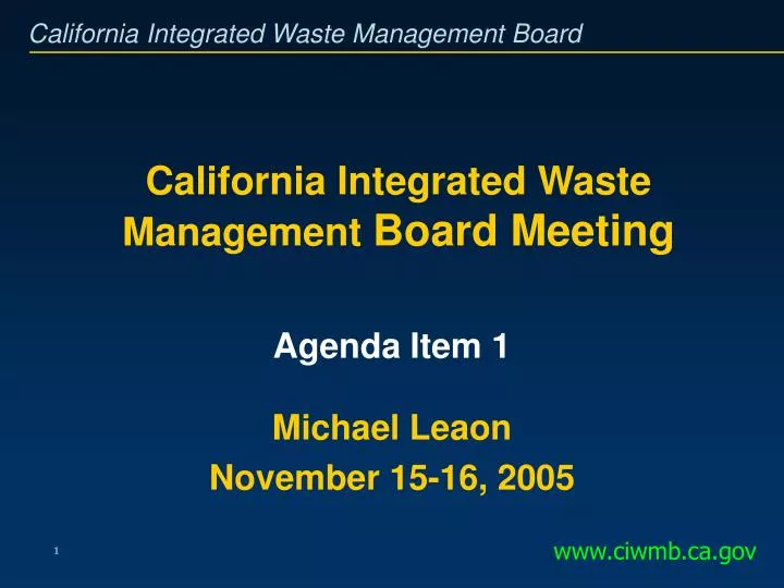 california integrated waste management board meeting