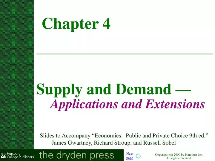 supply and demand applications and extensions