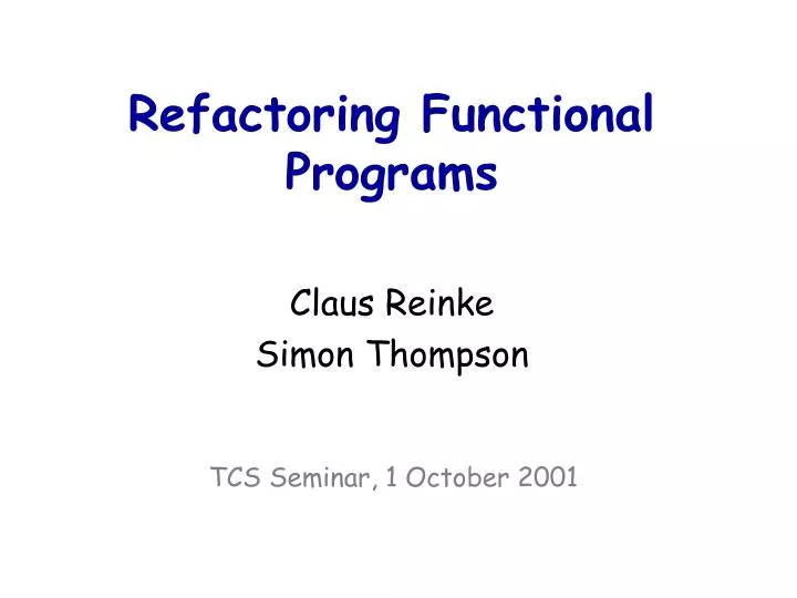 refactoring functional programs