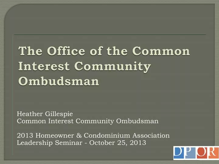 the office of the common interest community ombudsman