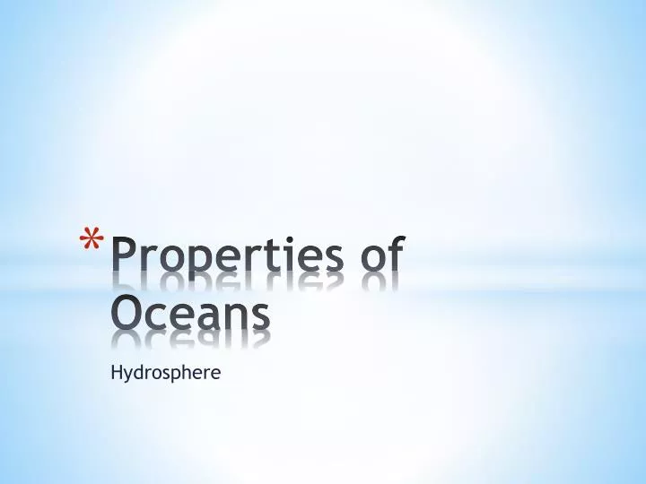 properties of oceans