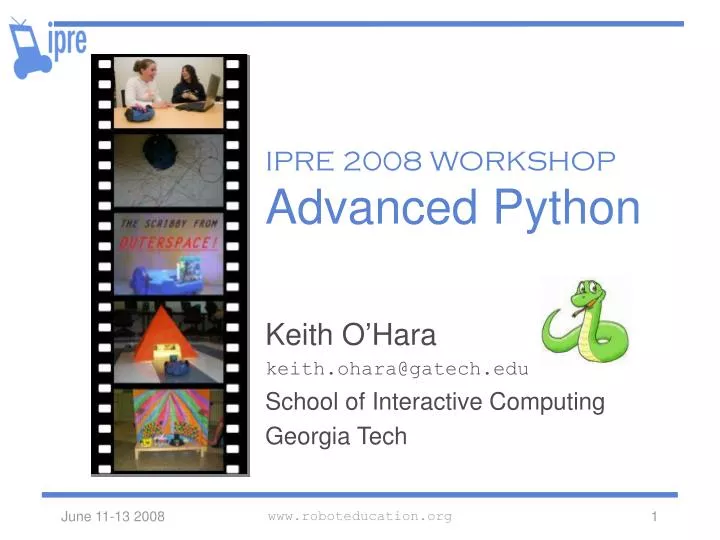 ipre 2008 workshop advanced python